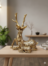 Homivio Golden Grace Deer & Fawn Showpiece – Elegant Resin Statue for Home Decor
